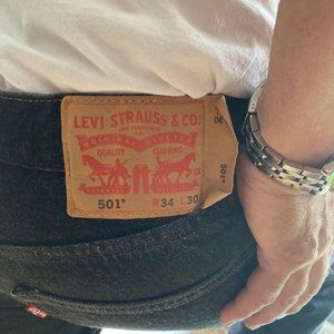 Men's Black Classic Original Riveted 501 Black Jeans...(34/30)